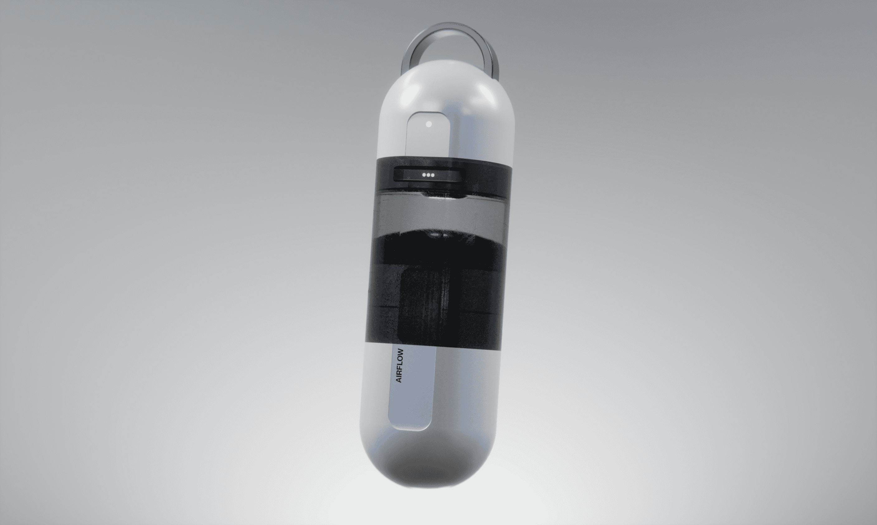 image of a 3D render, cylinder like structure with LEDs